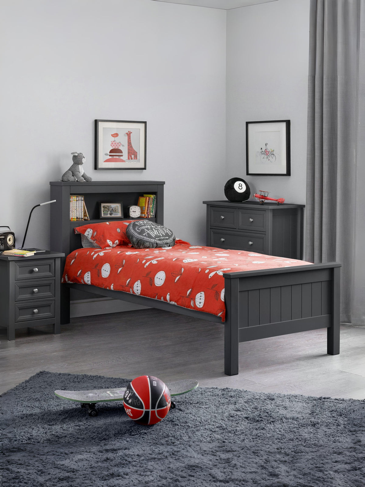 Maine Bookcase Bed - Anthracite