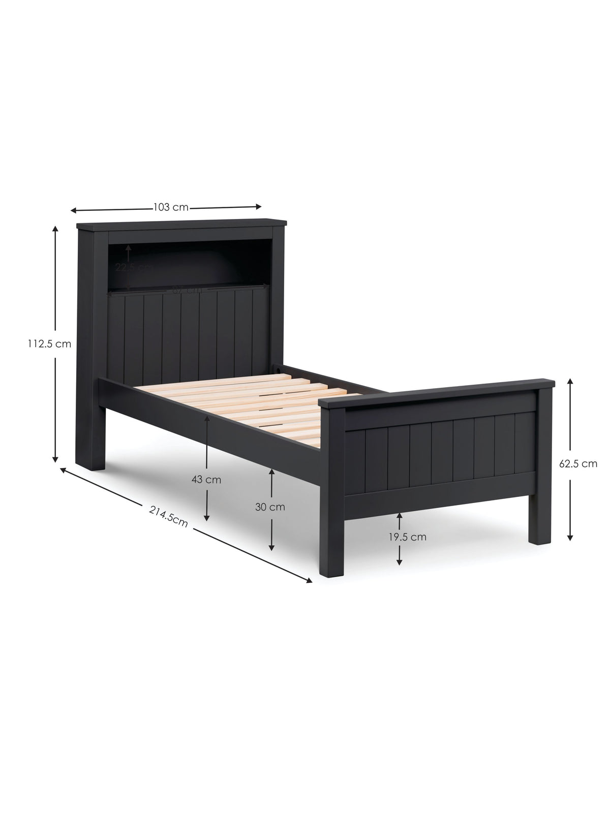 Maine Bookcase Bed - Anthracite