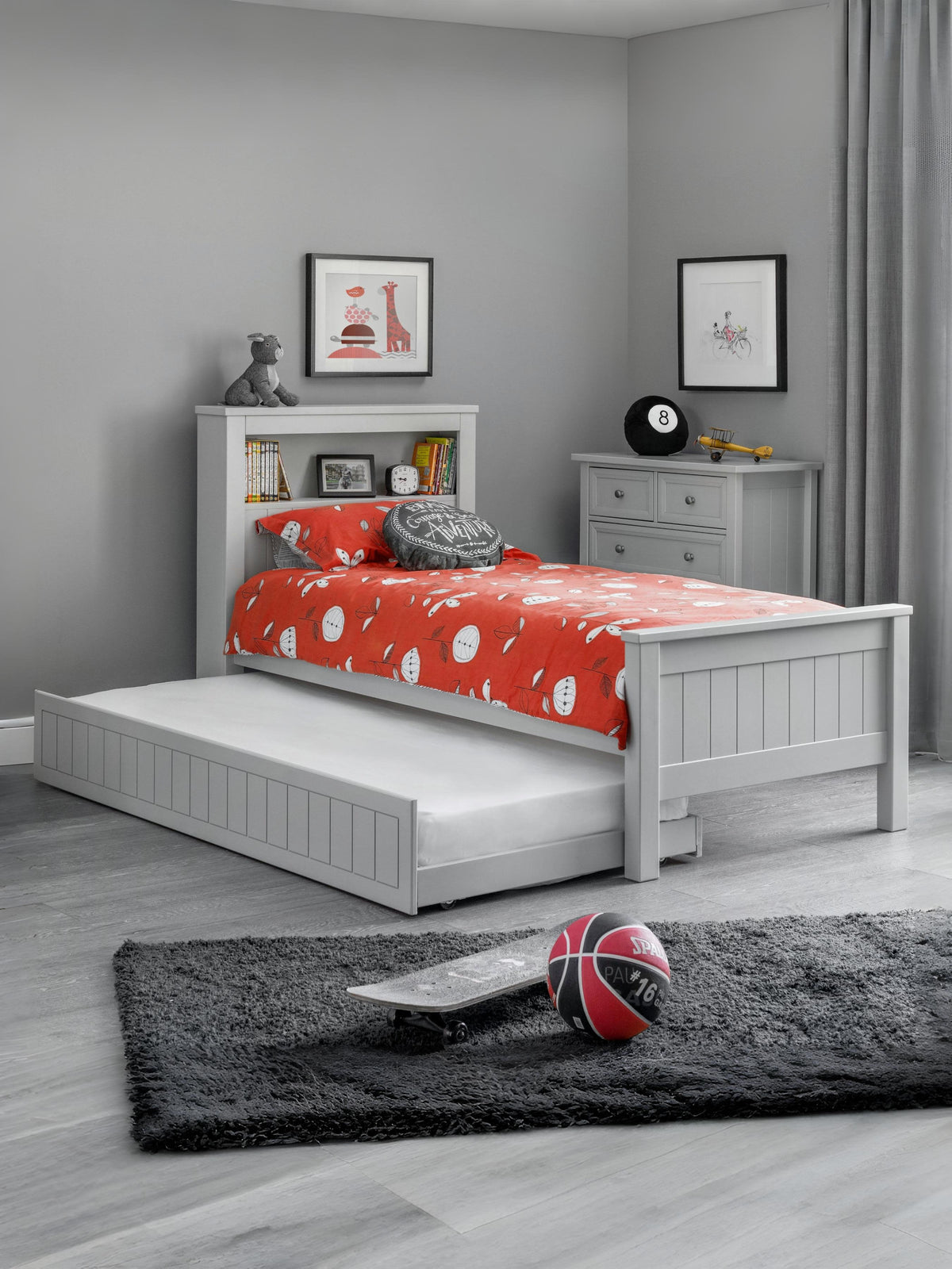 Maine Bookcase Bed Dove Grey