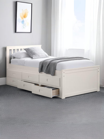 Maisie Bed With Underbed And Drawers - Surf White