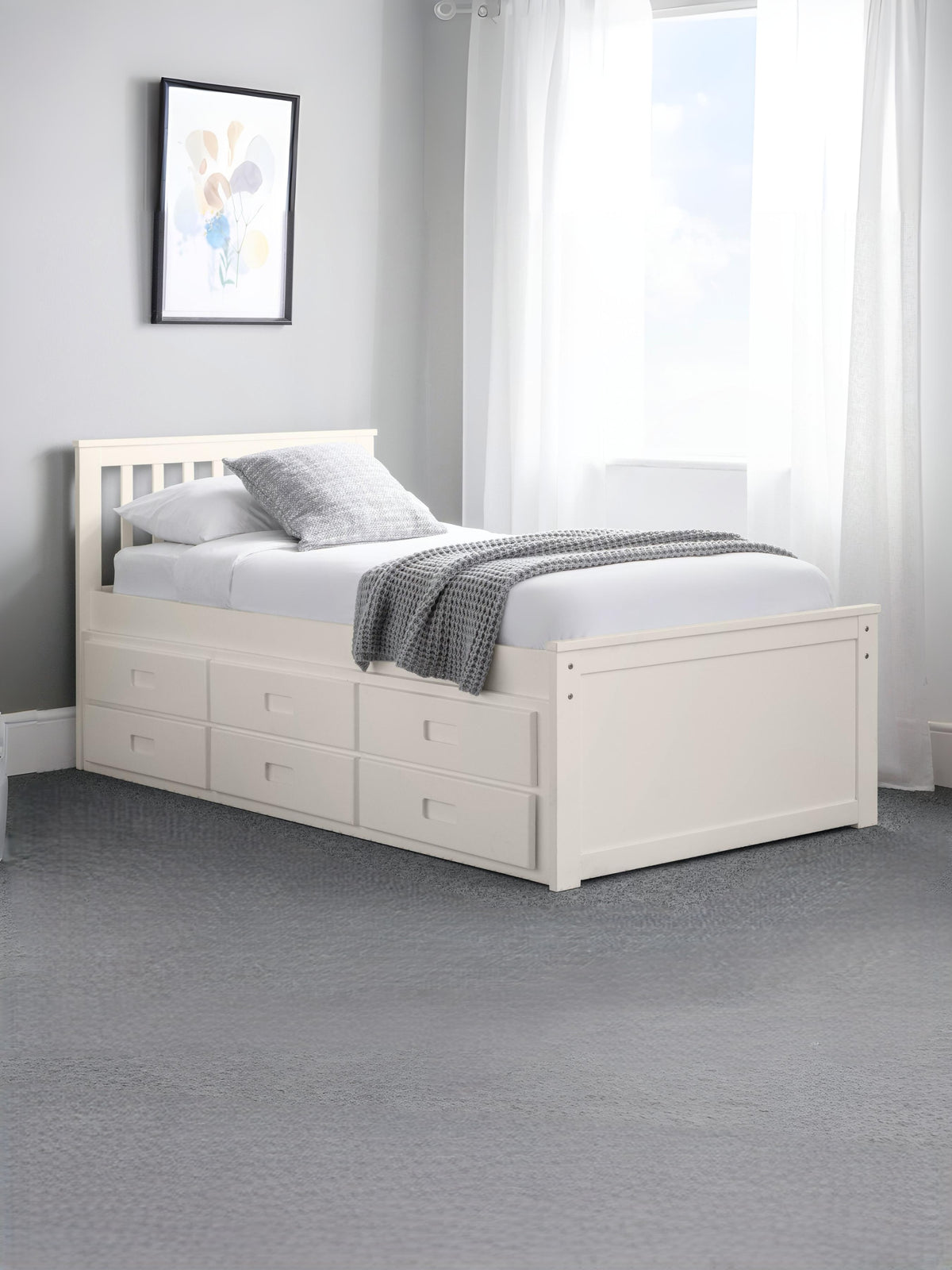 Maisie Bed With Underbed And Drawers - Surf White