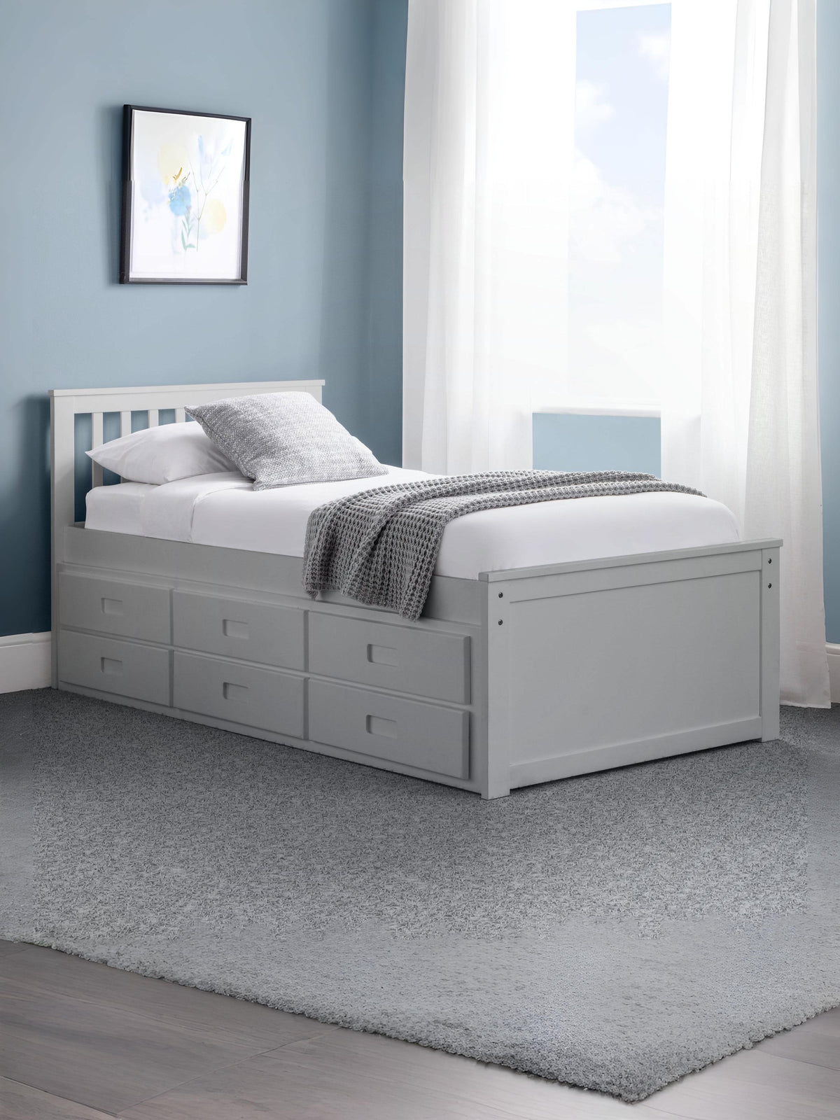 Maisie Bed With Underbed And Drawers - Light Grey