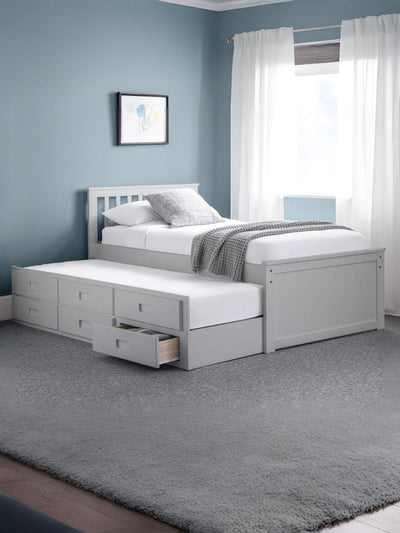 Maisie Bed With Underbed And Drawers - Light Grey