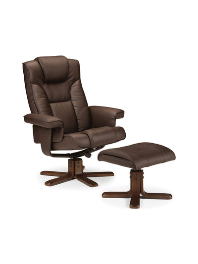 Malmo Swivel Recliner & Stool Brown