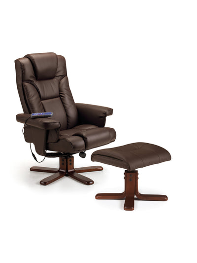 Malmo Massage Recliner & Stool Brown
