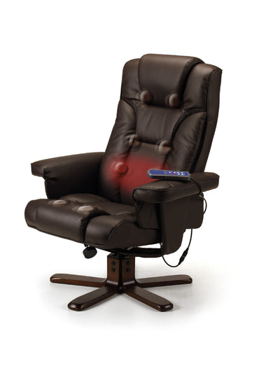 Malmo Massage Recliner & Stool Brown