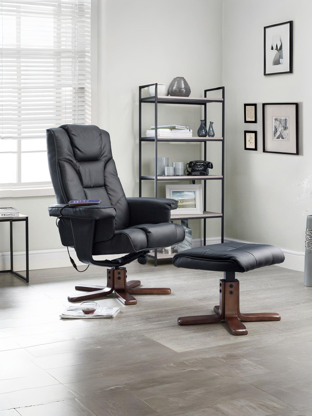 Malmo Massage Recliner & Stool Black