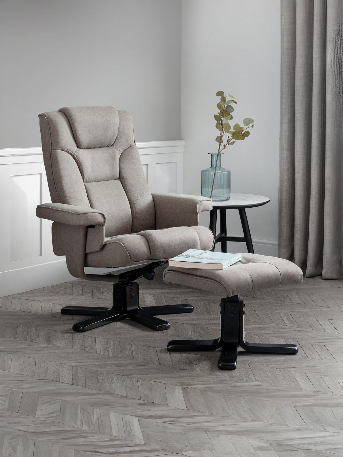 Malmo Swivel Recliner & Stool Grey