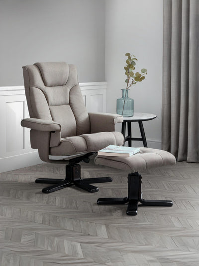 Malmo Swivel Recliner & Stool Grey