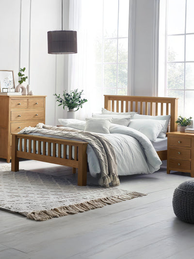 Mallory Oak Bed - High Footer