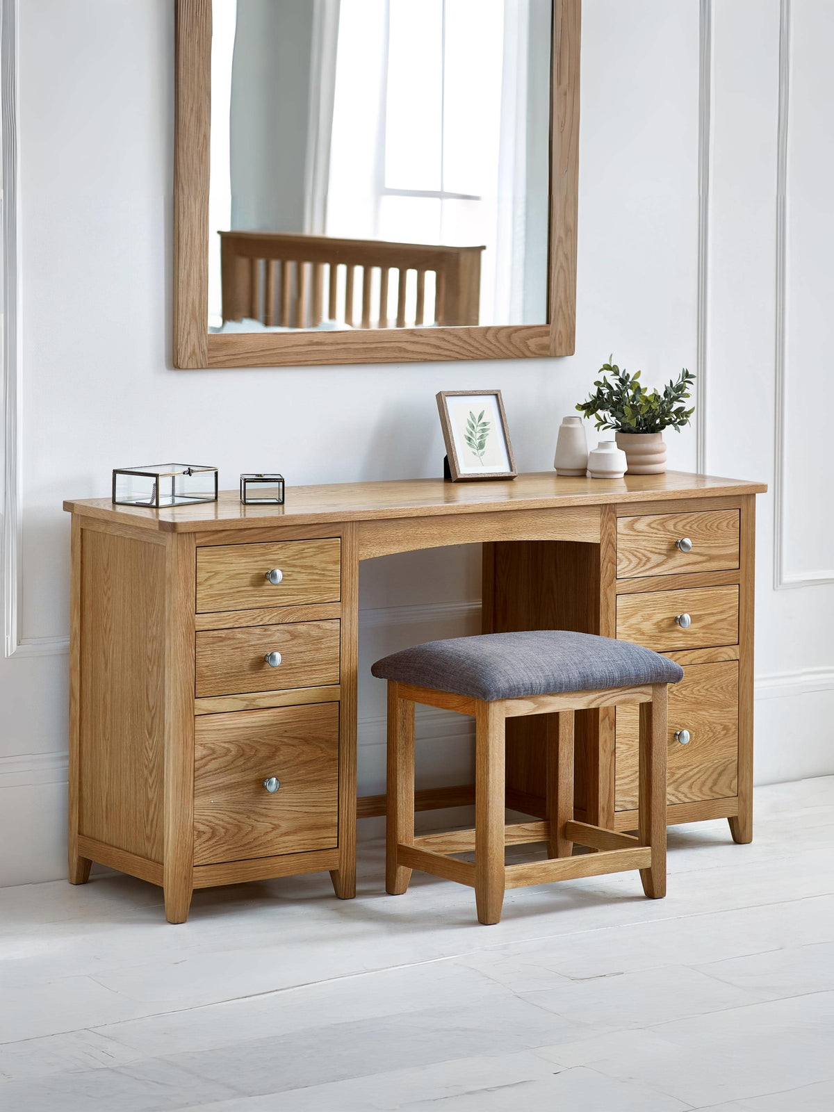 Mallory Twin Pedestal Dressing Table + Stool Set
