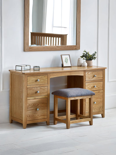 Mallory Twin Pedestal Dressing Table + Stool Set