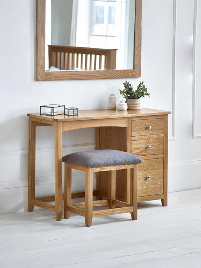 Mallory Single Pedestal Dressing Table + Stool Set