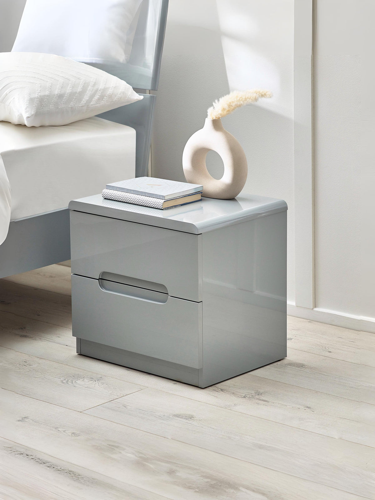 Manhattan 2 Drawer Bedside - Grey