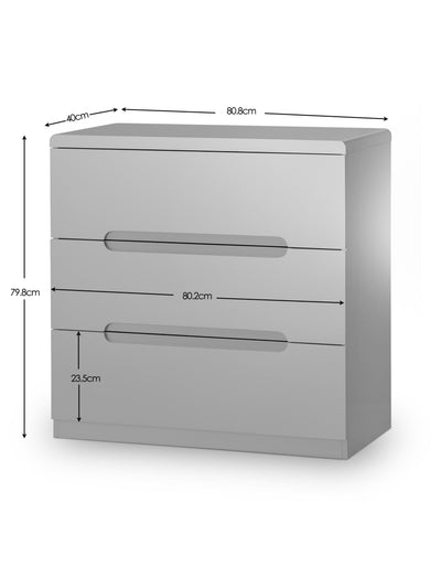 Manhattan 3 Drawer Chest - Grey