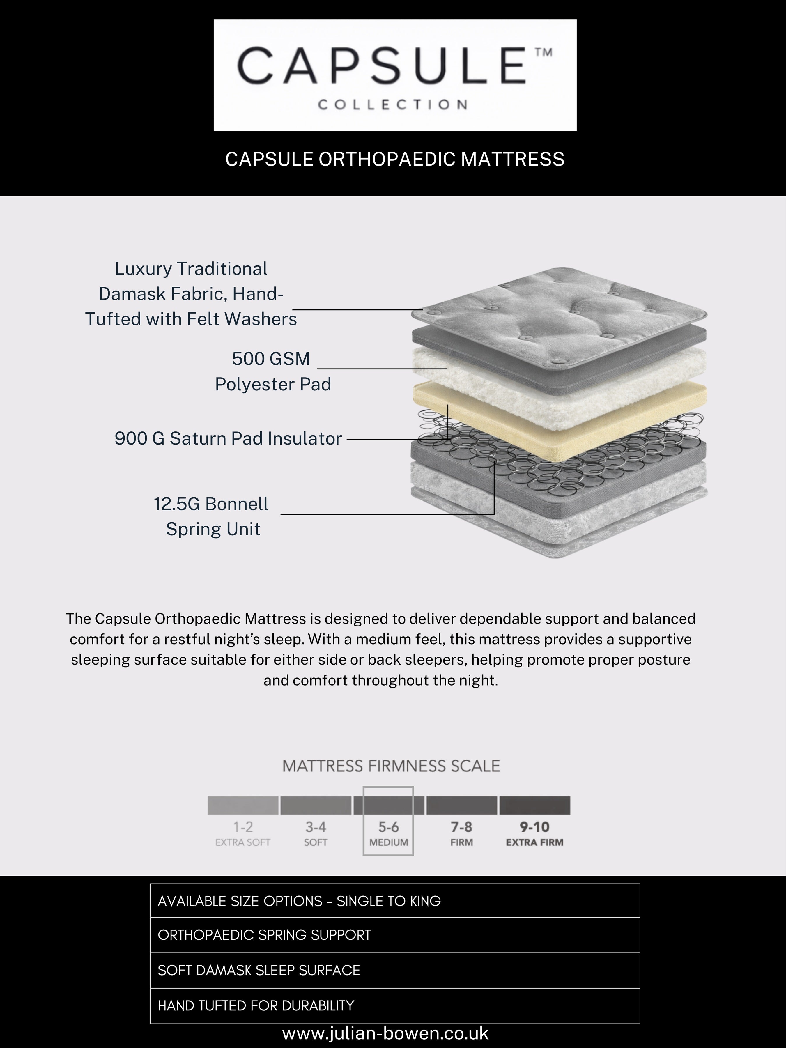 Capsule Orthopaedic Mattress – White