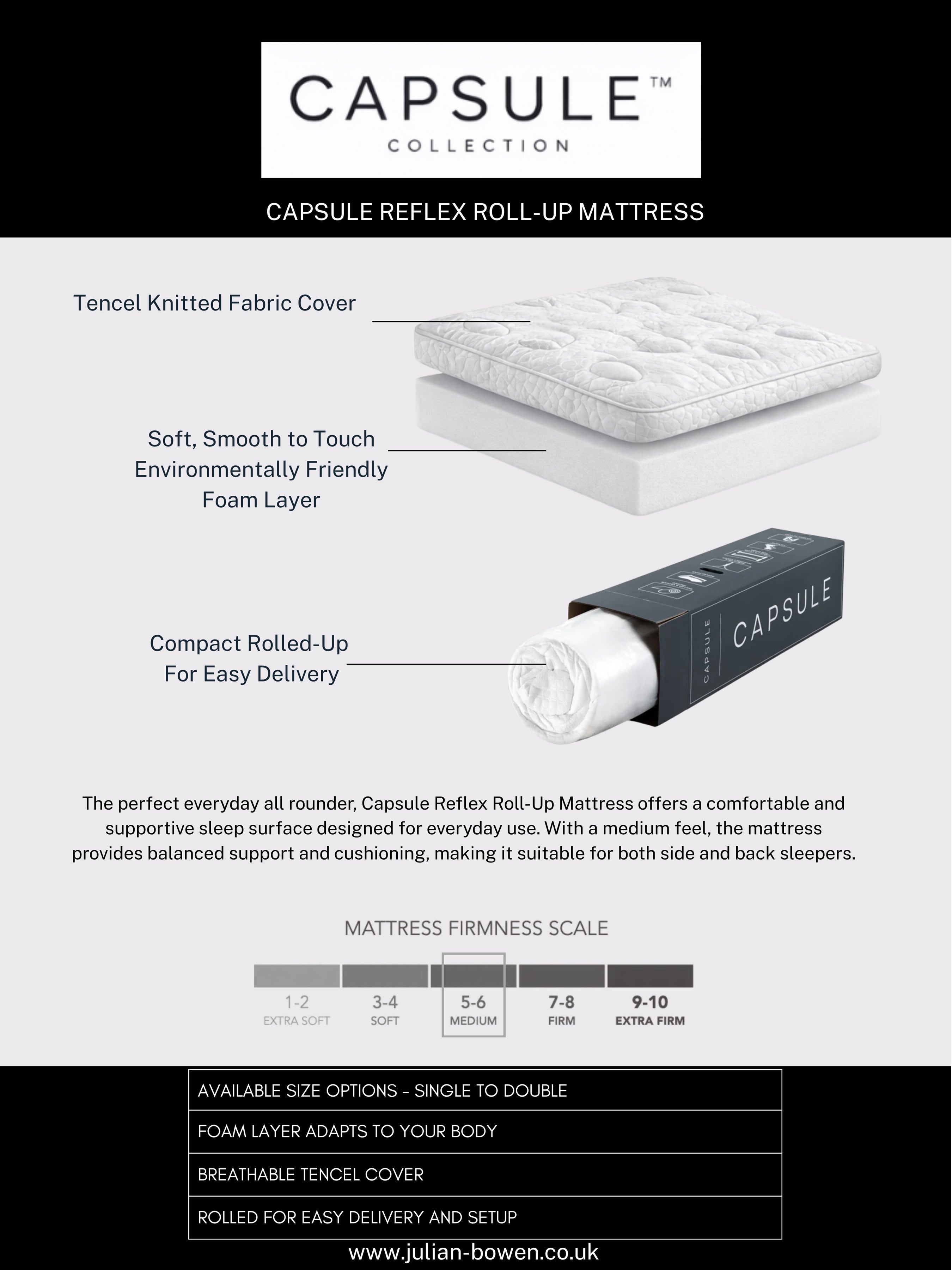 Capsule Reflex Roll-Up Mattress – White