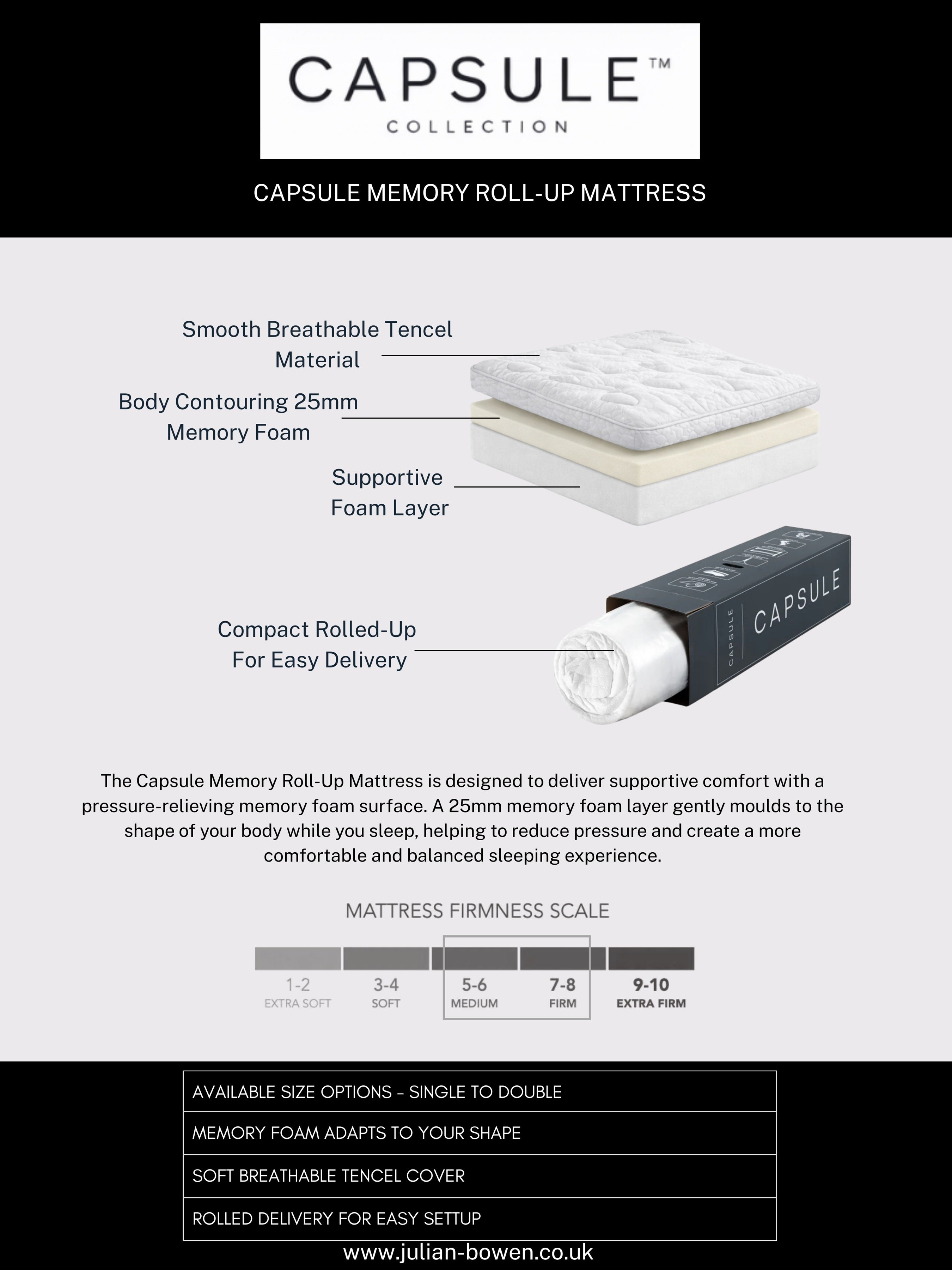 Capsule Memory Roll-Up Mattress – White