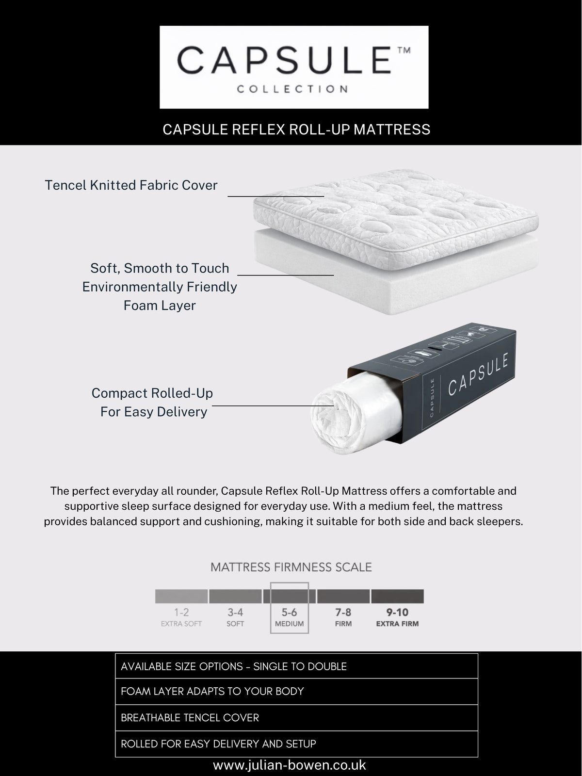 Capsule Reflex Roll-Up Mattress – White
