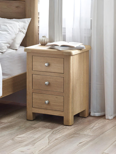 Memphis Limed Oak 3 Drawer Bedside