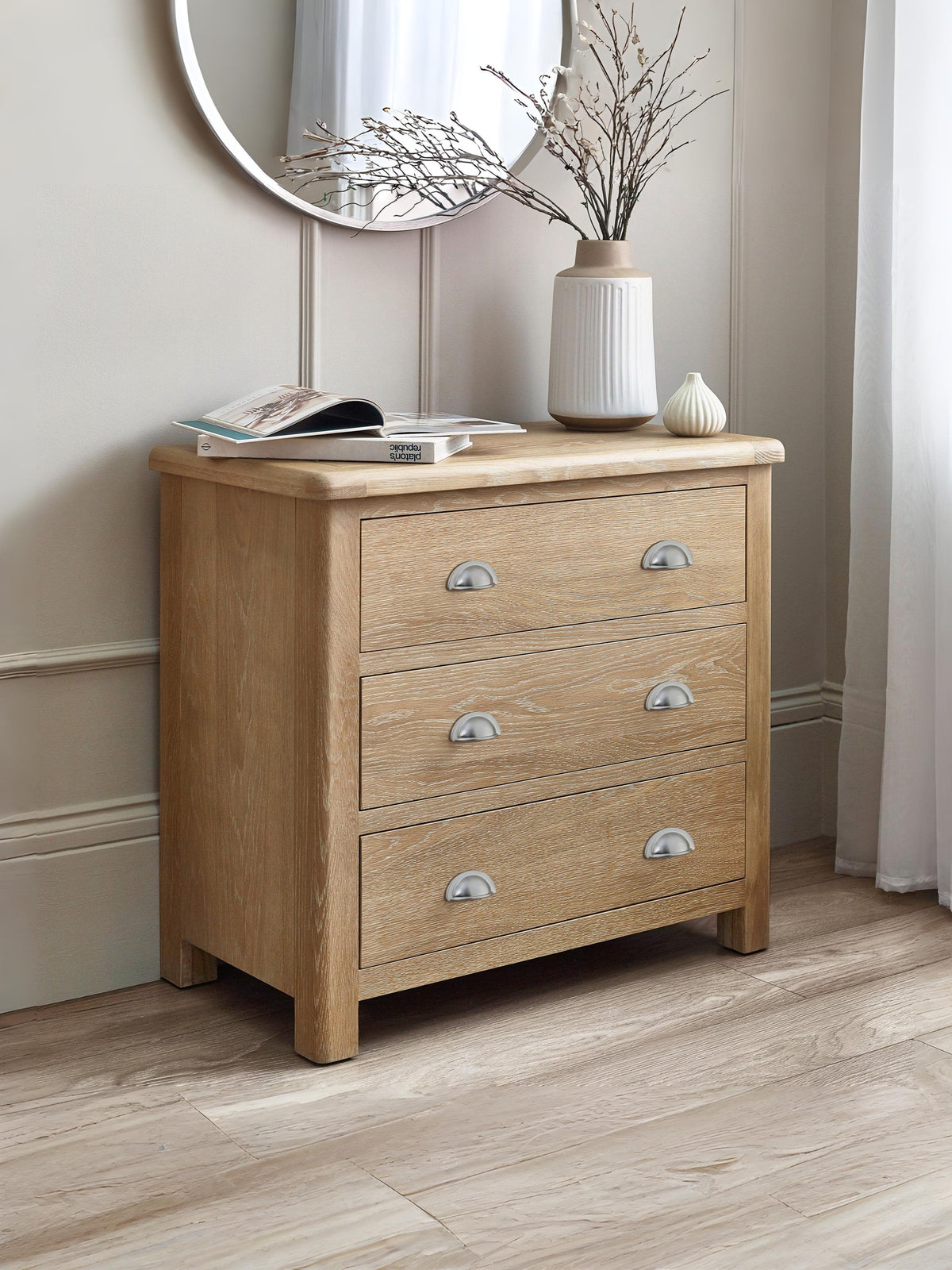 Memphis Limed Oak 3 Drawer Chest