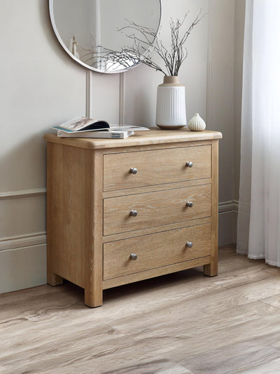 Memphis Limed Oak 3 Drawer Chest
