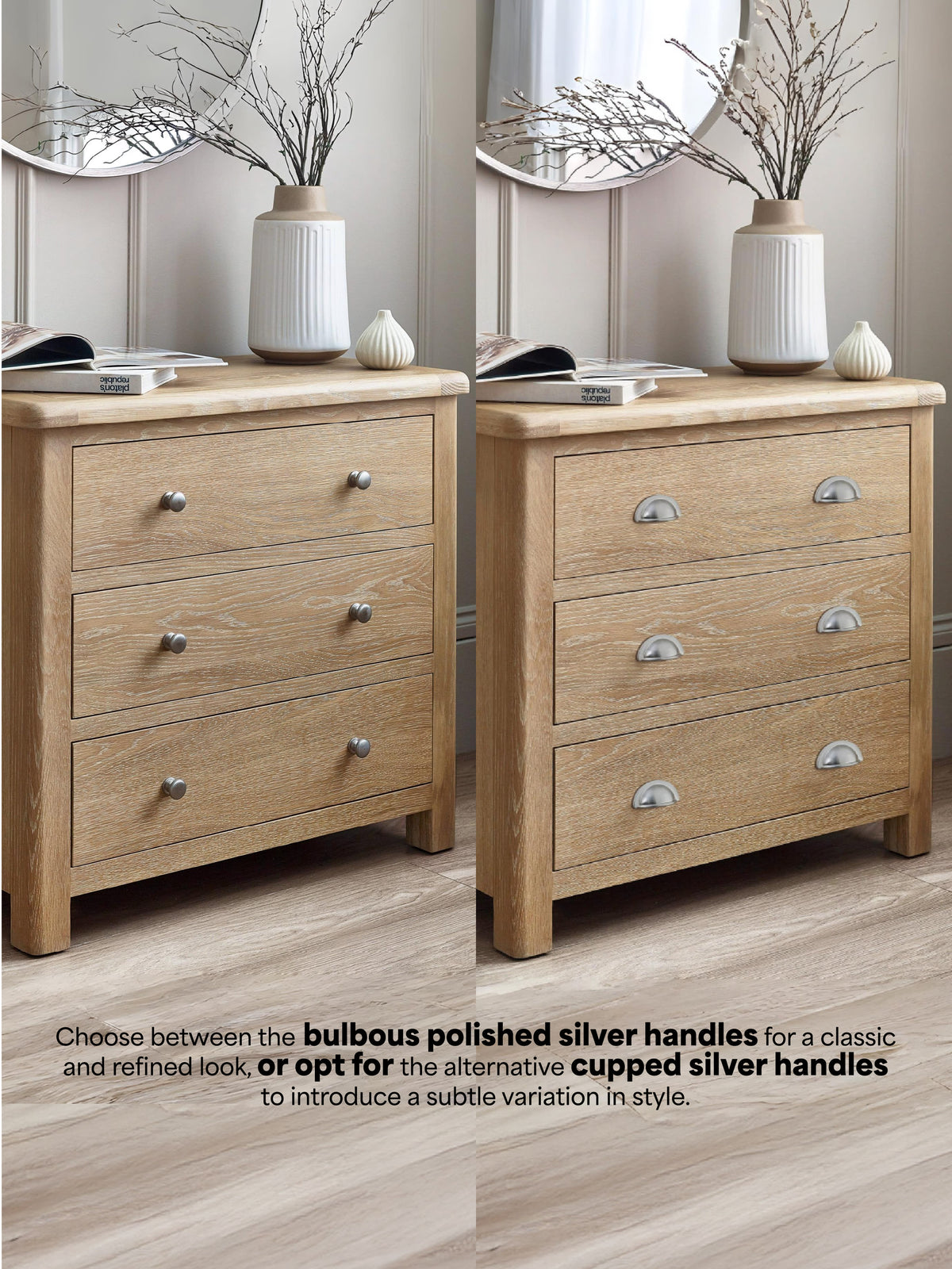 Memphis Limed Oak 3 Drawer Chest