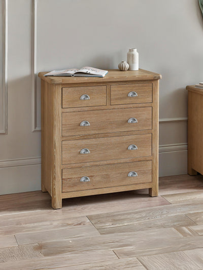 Memphis Limed Oak 3 + 2 Drawer Chest