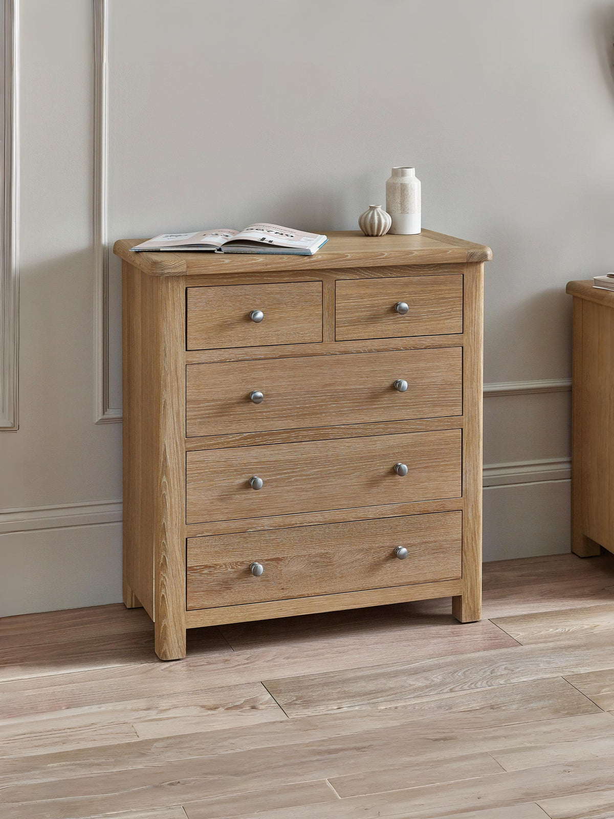 Memphis Limed Oak 3 + 2 Drawer Chest