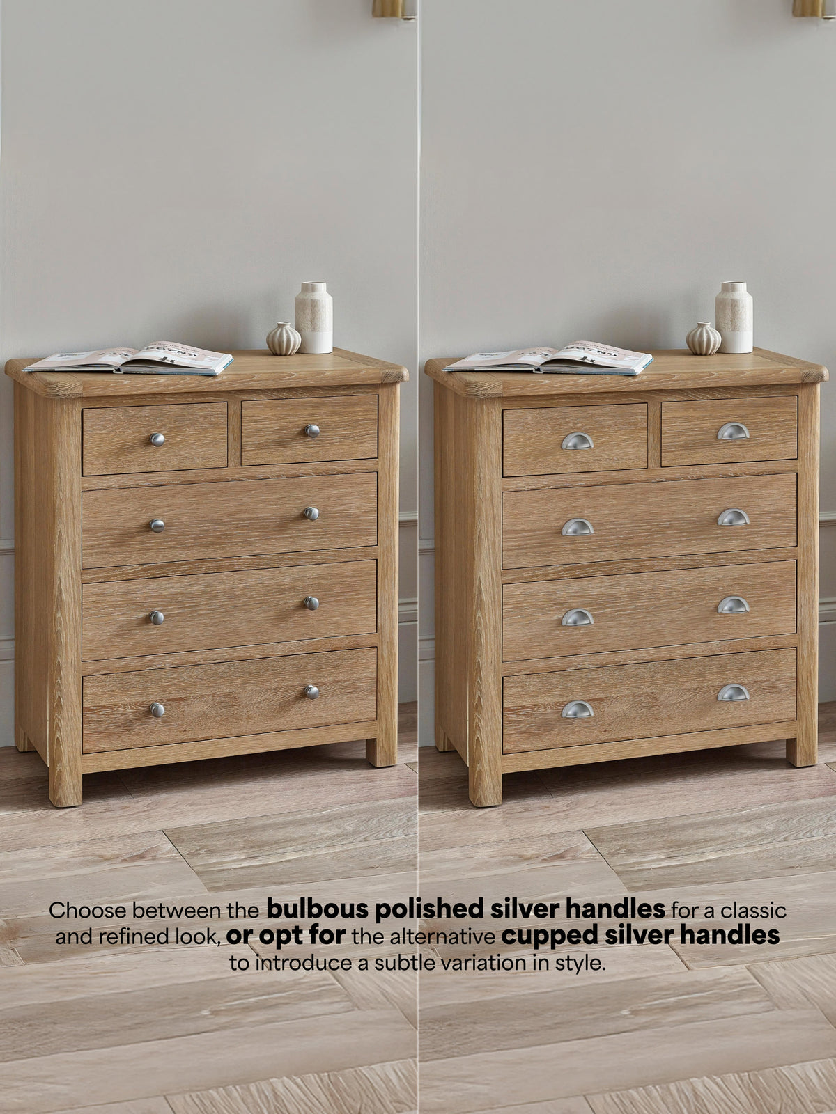 Memphis Limed Oak 3 + 2 Drawer Chest