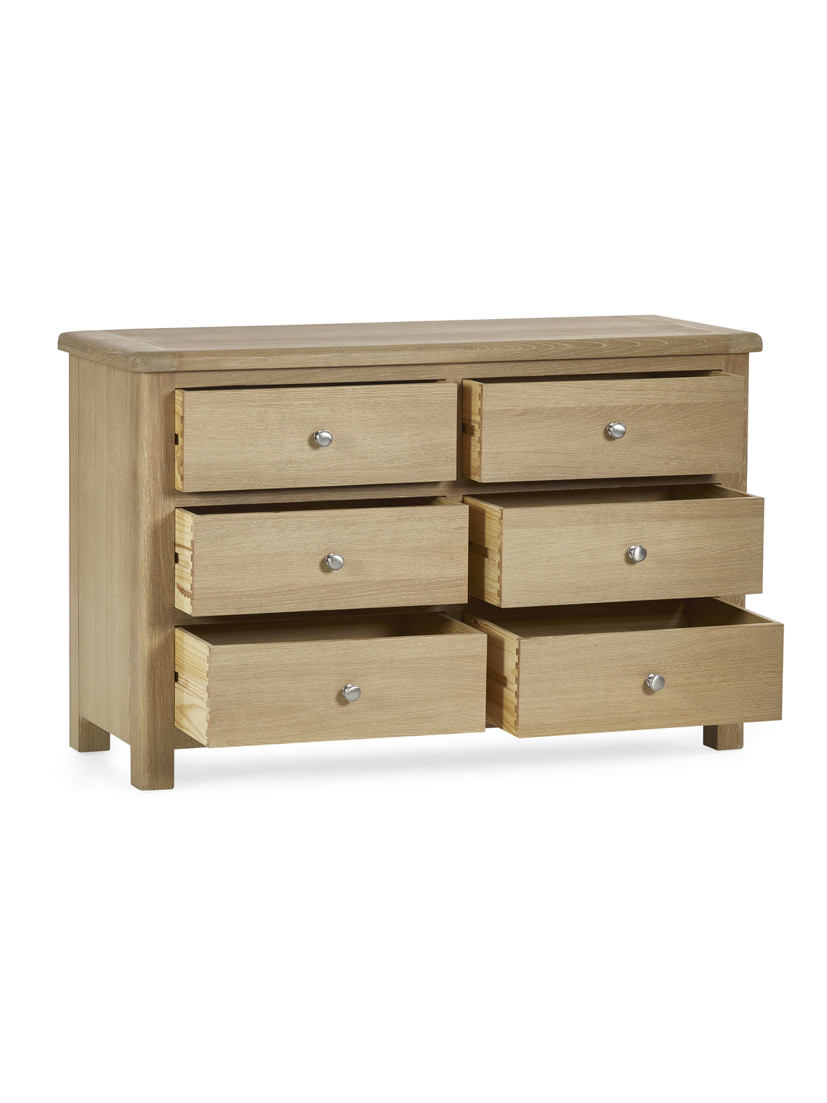 Memphis Limed Oak 6 Drawer Wide Chest