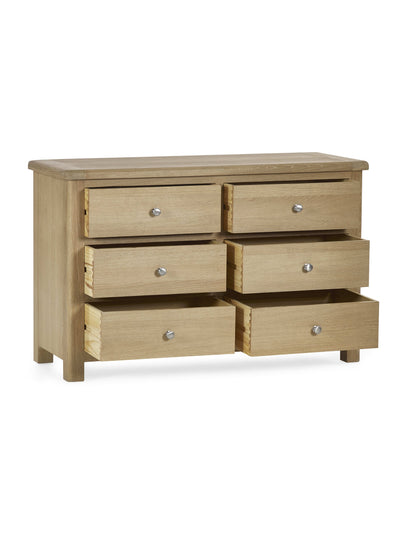 Memphis Limed Oak 6 Drawer Wide Chest