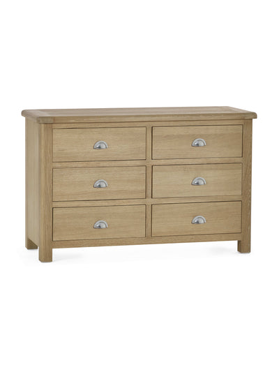 Memphis Limed Oak 6 Drawer Wide Chest