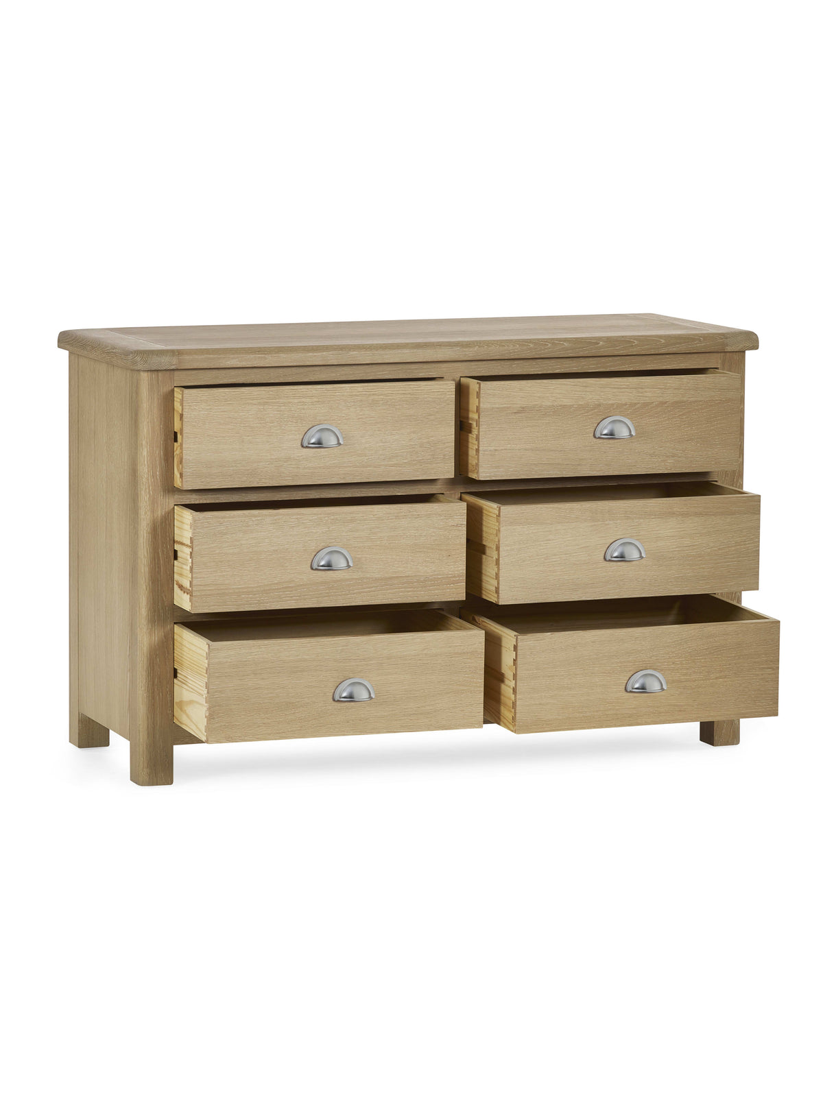 Memphis Limed Oak 6 Drawer Wide Chest