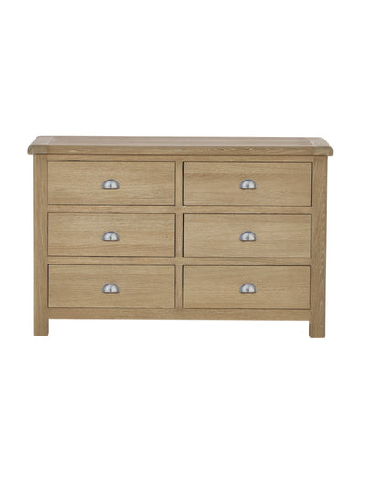 Memphis Limed Oak 6 Drawer Wide Chest