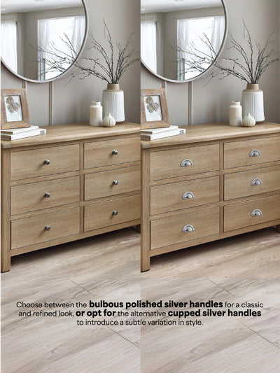 Memphis Limed Oak 6 Drawer Wide Chest