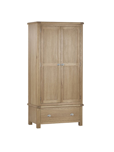 Memphis Limed Oak 2 Door 1 Drawer Wardrobe