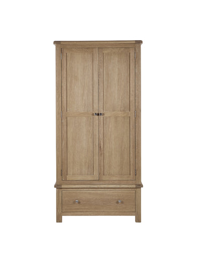 Memphis Limed Oak 2 Door 1 Drawer Wardrobe