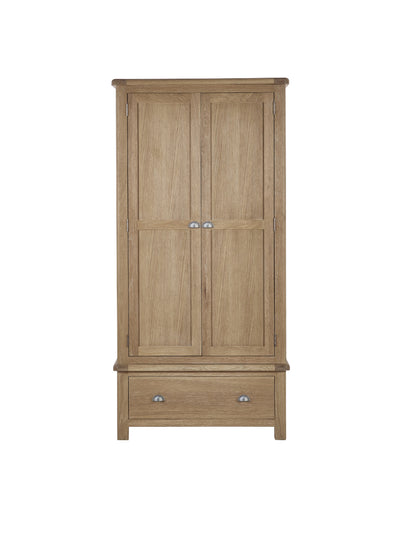 Memphis Limed Oak 2 Door 1 Drawer Wardrobe