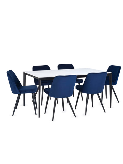 Miami Rectangular Stone Top Dining Table - White Marble