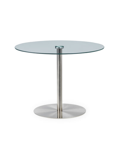 Milan Round Glass Brushed Steel Pedestal Table