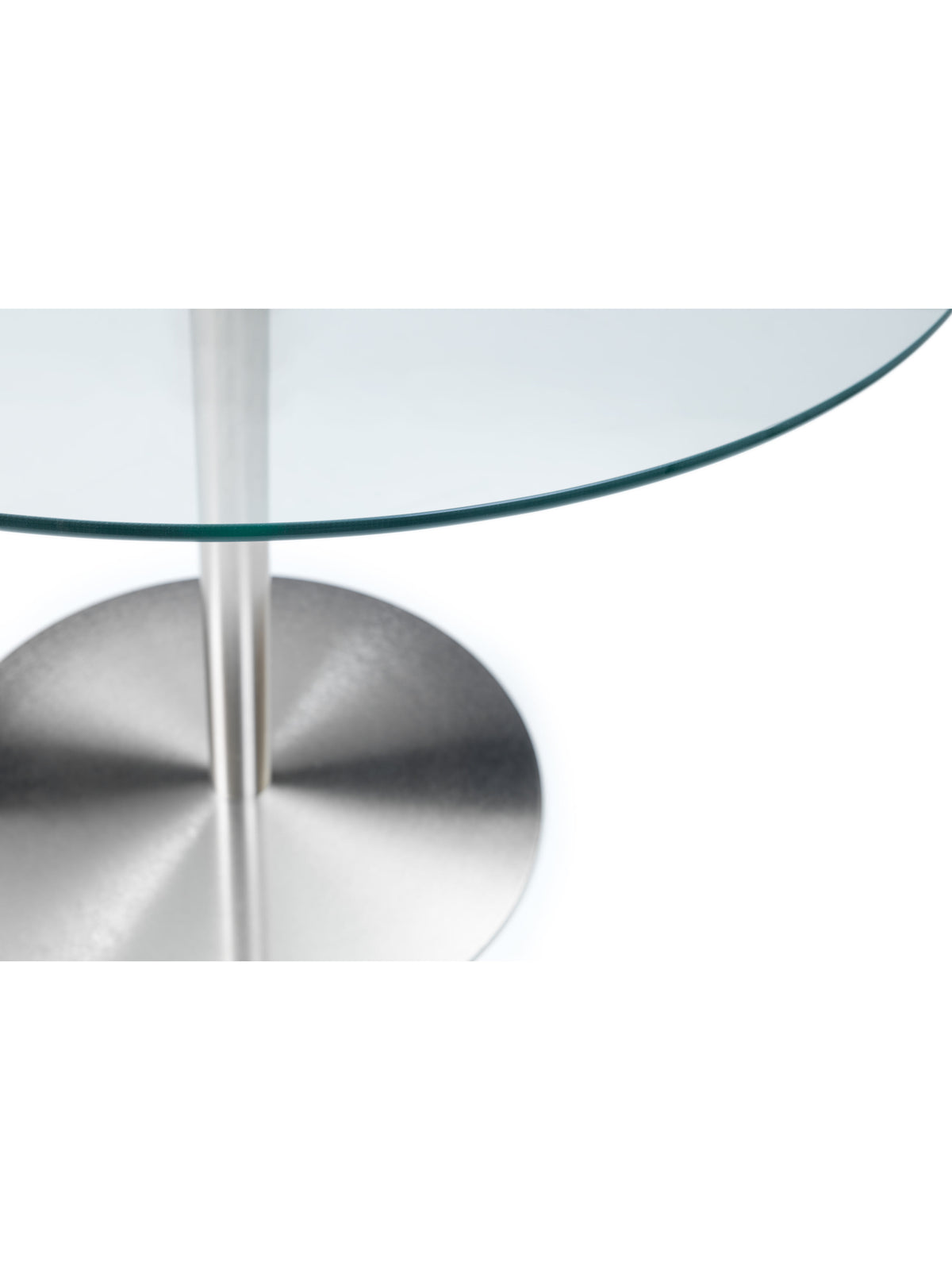 Milan Round Glass Brushed Steel Pedestal Table