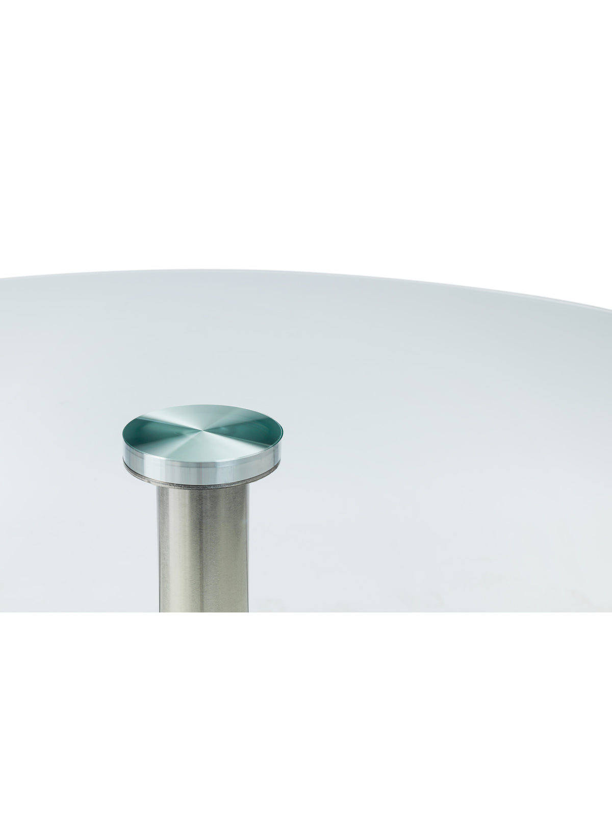 Milan Round Glass Brushed Steel Pedestal Table