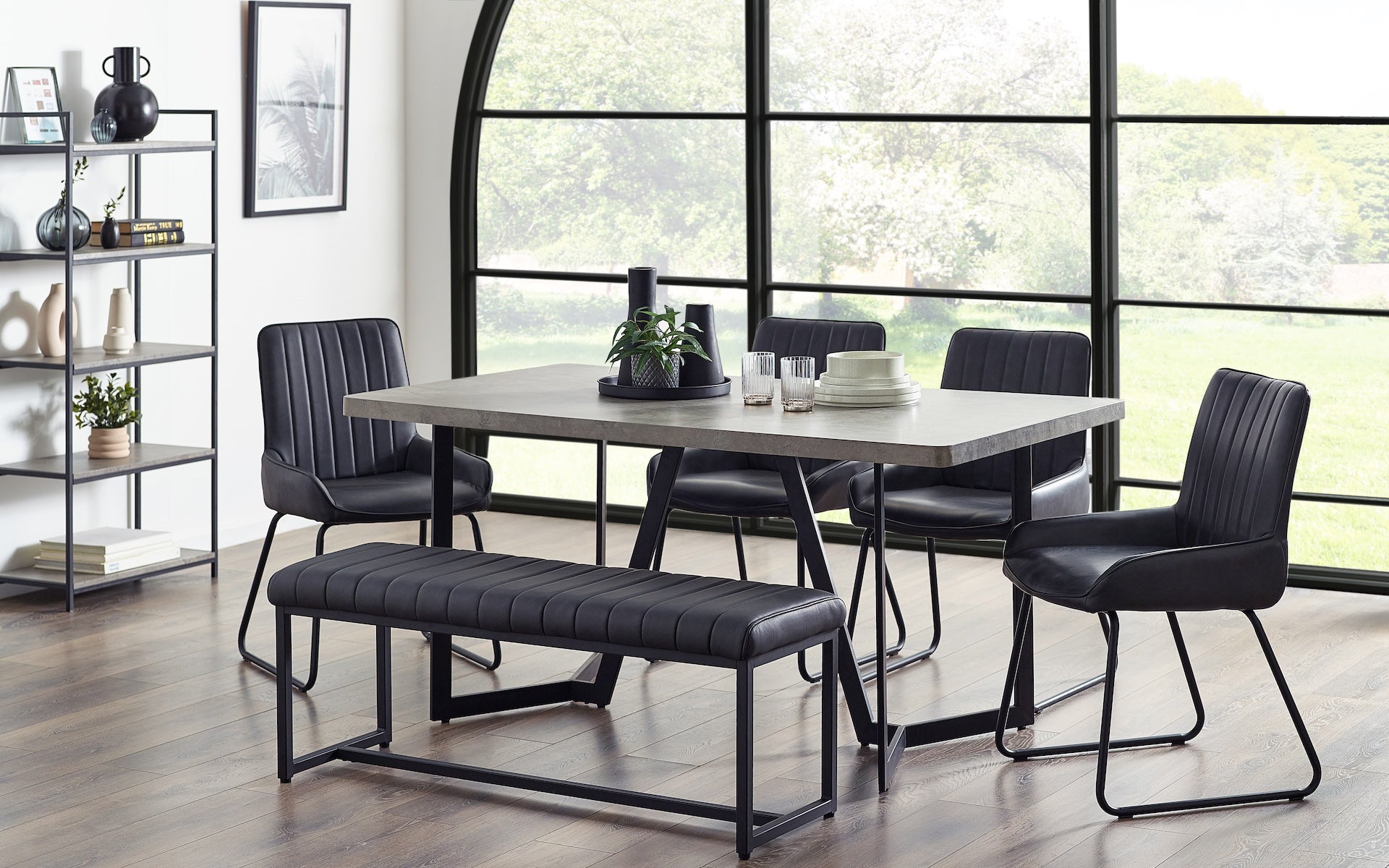 Miller Concrete Effect Dining Table – Julian Bowen, view 6