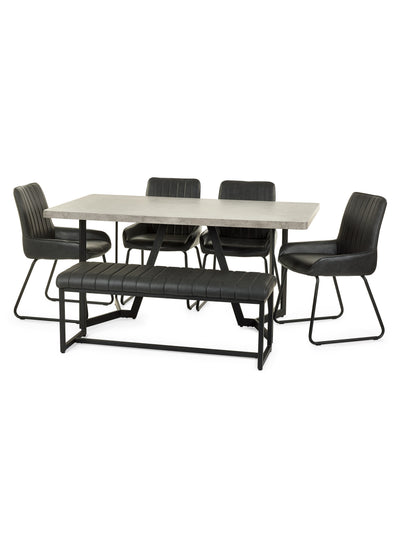 Miller Concrete Effect Dining Table, Soho Bench & 4 Soho Chairs