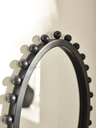 Hendrix Oval Beaded Wall Mirror – Black