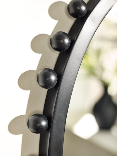 Hendrix Oval Beaded Wall Mirror – Black