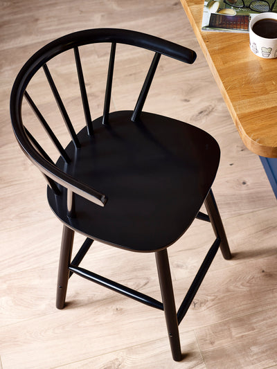 Modena Black Ash 112cm Solid Wood Bar Stool – Black Ash Effect
