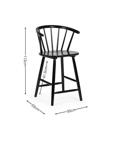 Modena Black Ash 112cm Solid Wood Bar Stool – Black Ash Effect