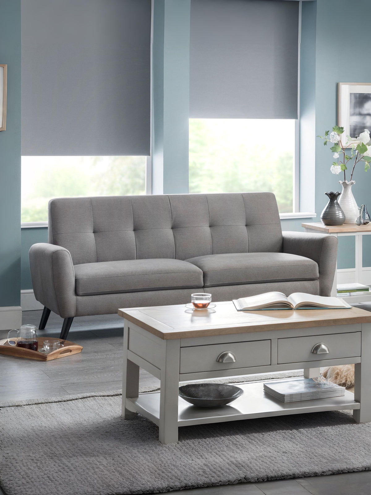 Monza 3 Seater Compact Retro Sofa - Grey